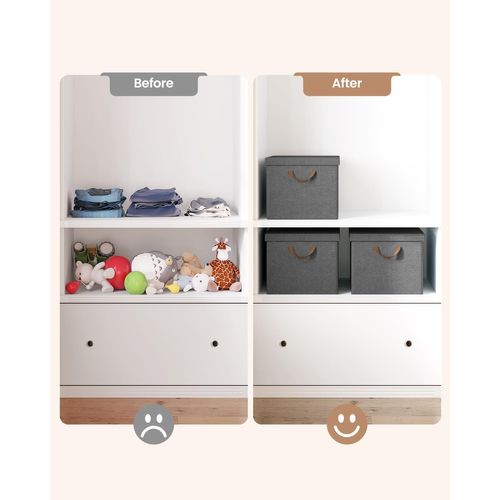 Lot De 3 Boîte De Rangement En Tissu Non Tissé,Coffre De Rangement Avec Couvercle,48x29x20cm,Gris