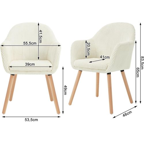 Chaise De Salle à Manger Rembourrée En Velours Côtelé,Chaise De Cuisine,Pieds En Bois Massif,Beige