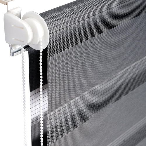 1 Pièce Store Enrouleur Double 90x120cm,fixation Rapide Sans Perçage,isolant Thermique,gris Foncé