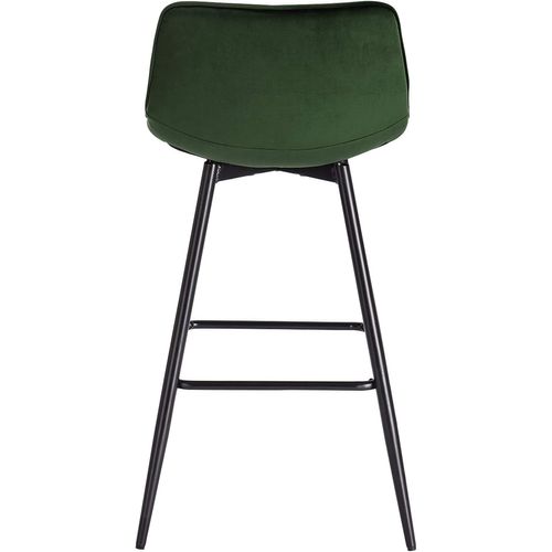 2x Tabourets De Bar Avec Repose-pieds-Tabourets Pour Bar-Bistro-En Velours + Métal-Vert Foncé