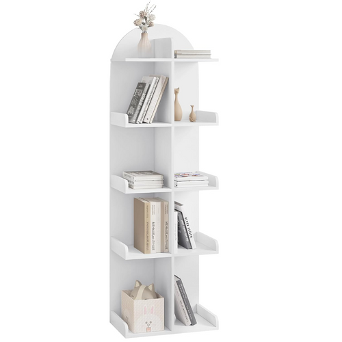 Bibliothèque Avec 10 Étagères 5 Niveaux, Étagère Sur Pied, Bois Composite, 40x126x24cm, Blanc