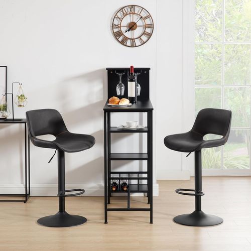 Tabouret Bar En Simili Cuir, Chaise De Bar, Hauteur Réglable, Pivotant à 360°, Anthracite