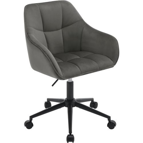 Chaise Bureau En Velours,Fauteuil De Bureau Ergonomique,Pivotante,Hauteur Réglable,Gris Foncé+Noir