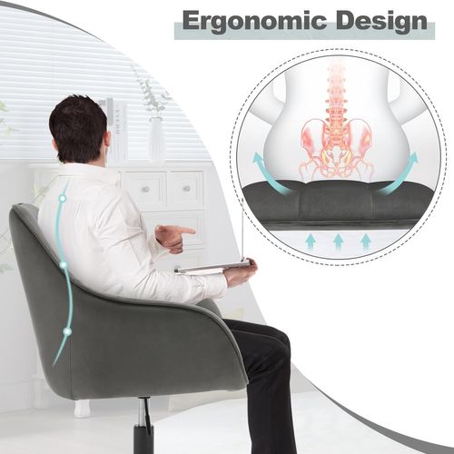 Chaise Bureau En Velours,Fauteuil De Bureau Ergonomique,Pivotante,Hauteur Réglable,Gris Foncé+Noir