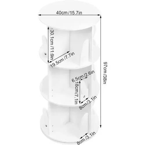 Bibliothèque Pour Enfants,Étagère à Livres Pivotante à 4 Niveaux Pour Livres Et Jouets,Blanche