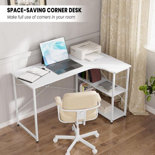 Bureau D'ordinateur En Bois D'ingénierie Et Métal. Bureau D'angle. 120x74x71.5cm. Blanc