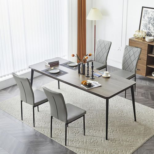 Lot De 4 Chaises Salle à Manger Similicuir Gris  41 x 43 x 94.5 Cm