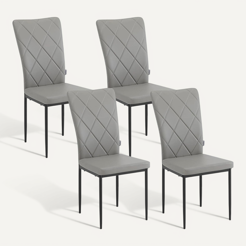 Lot De 4 Chaises Salle à Manger Similicuir Gris  41 x 43 x 94.5 Cm