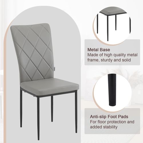 Lot De 4 Chaises Salle à Manger Similicuir Gris  41 x 43 x 94.5 Cm