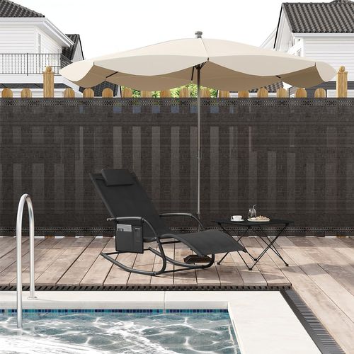 Bain De Soleil Jardin Exterieur,chaise Longue Jardin,avec Appui-tête,accoudoirs+poche Latérale,noir