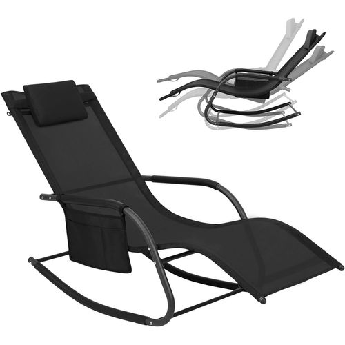 Bain De Soleil Jardin Exterieur,chaise Longue Jardin,avec Appui-tête,accoudoirs+poche Latérale,noir