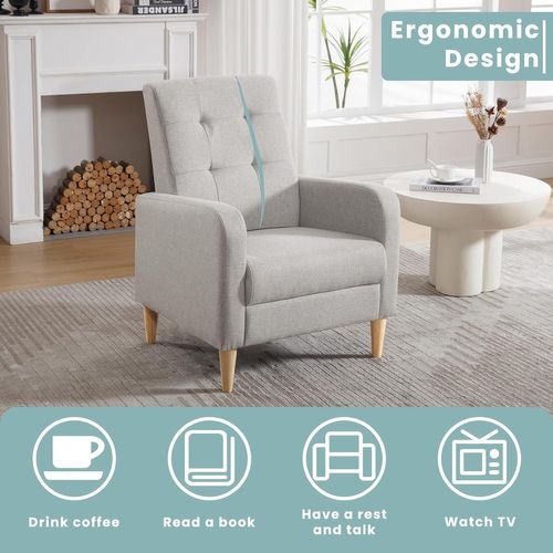 ML-Design Fauteuil Relax Bleu En Lin, Structure D'Acier, Dossier Repose Pied Reglables Accoudoirs Rabattables Siege Rembourre Coussins Confortables Chaise Longue Lecture Avec Poches Laterales 89680728