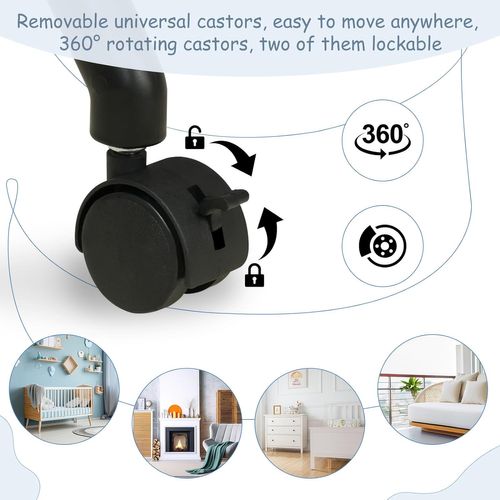 Table à Langer Pliable, Avec Roulettes+Panier De Rangement, Hauteur Réglable, Tissu Oxford, Gris