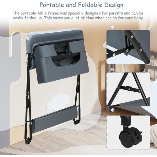 Table à Langer Baignoire Pliable, Commode Mobile, Station à