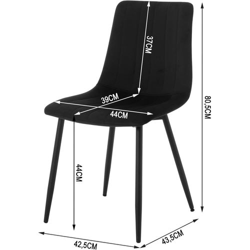 Lot De 4 Chaises De Salle à Manger Rembourrée En Velours, 4 Pieds En Métal, Noir
