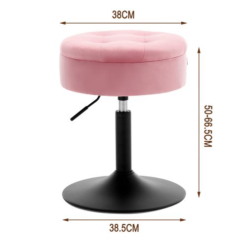 Tabouret Coiffeuse En Velours Réglable En Hauteur Pivotant Rose