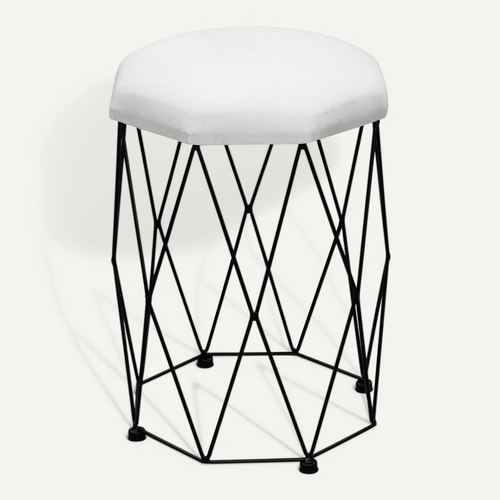 Tabouret Coiffeuse DUHOME Blanc - Cuir Rembourré, Pieds Métal Tabouret Coiffeuse DUHOME Blanc - Cuir Rembourré, Pieds Métal