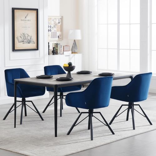Lot De 2 Chaise Pivotante à 360°, Chaise Salle à Manger Rembourrée, Scandinave, En Velours, Bleu