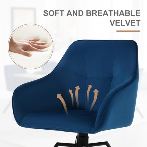 Lot De 2 Chaise Pivotante à 360°, Chaise Salle à Manger Rembourrée, Scandinave, En Velours, Bleu