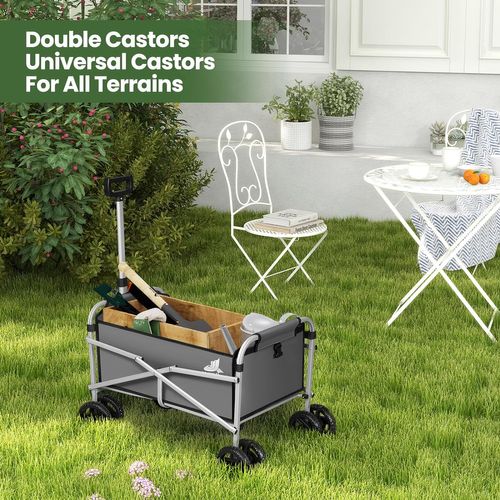 Chariot De Jardin Pliable,chariot Avec 4 Roues,chariot à Roulettes,en Tissu Oxford+métal,gris Foncé