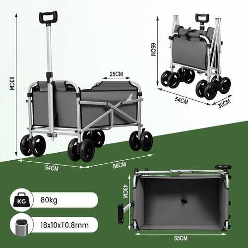 Chariot De Jardin Pliable,chariot Avec 4 Roues,chariot à Roulettes,en Tissu Oxford+métal,gris Foncé