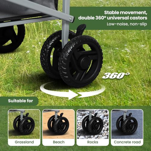 Chariot De Jardin Pliable,chariot Avec 4 Roues,chariot à Roulettes,en Tissu Oxford+métal,gris Foncé
