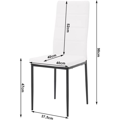 4 x Chaise Salle à Manger, Chaise Cuisine Avec Dossier Haut, Rembourré En Similicuir, Blanc