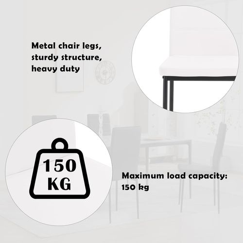 4 x Chaise Salle à Manger, Chaise Cuisine Avec Dossier Haut, Rembourré En Similicuir, Blanc