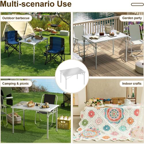 Table De Camping Pliante En Aluminium,table D'appoint,capacité De Charge 60kg,104x69x70cmargent