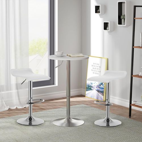 Lot De 4 Tabouret De Bar En Similicuir,tabouret De Bar Pivotant,hauteur Réglable,blanc