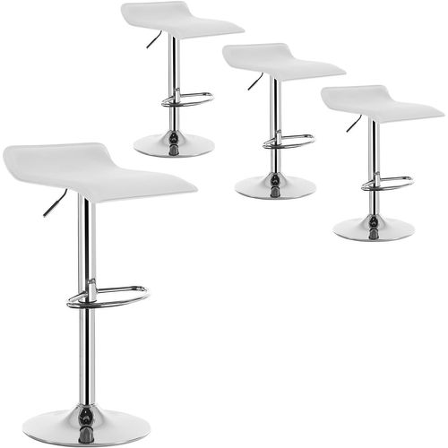 Lot De 4 Tabouret De Bar En Similicuir,tabouret De Bar Pivotant,hauteur Réglable,blanc