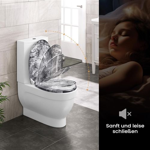 Abattant Wc Avec Frein De Chute,charnières Réglables,montage Supérieur/inférieur,en Plastique
