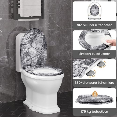 Abattant Wc Avec Frein De Chute,charnières Réglables,montage Supérieur/inférieur,en Plastique