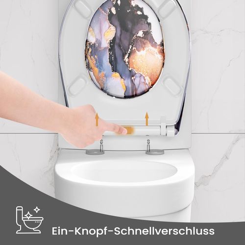 Abattant Wc Avec Frein De Chute,charnières Réglables,montage Supérieur/inférieur,en Plastique