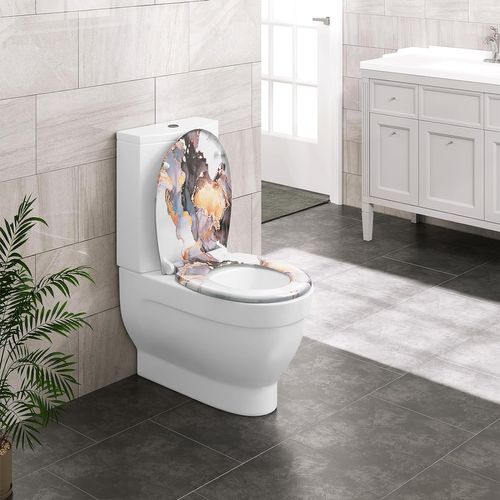Abattant Wc Avec Frein De Chute,charnières Réglables,montage Supérieur/inférieur,en Plastique