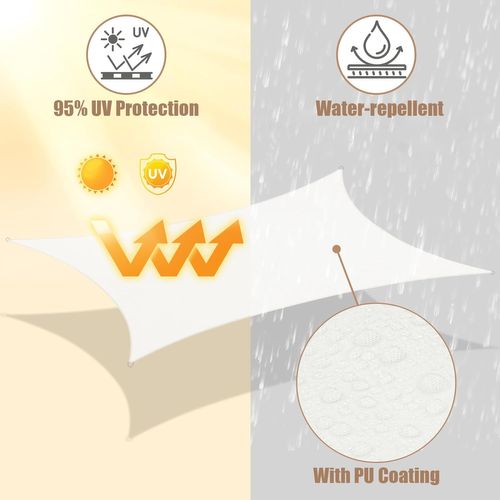 Voile D'ombrage Imperméable 5x5x5m En Pes, Polyester, Avec Oeillets D+cordes, Beige