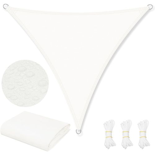 Voile D'ombrage Imperméable 5x5x5m En Pes, Polyester, Avec Oeillets D+cordes, Beige