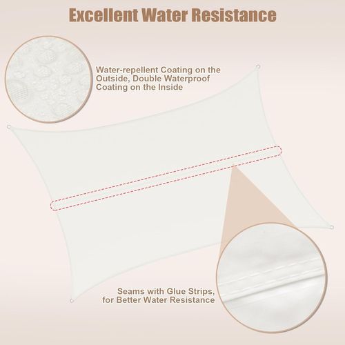Voile D'ombrage Imperméable 5x5x5m En Pes, Polyester, Avec Oeillets D+cordes, Beige