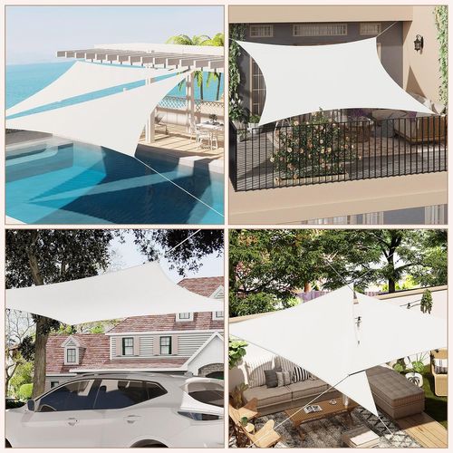 Voile D'ombrage Imperméable 5x5x5m En Pes, Polyester, Avec Oeillets D+cordes, Beige