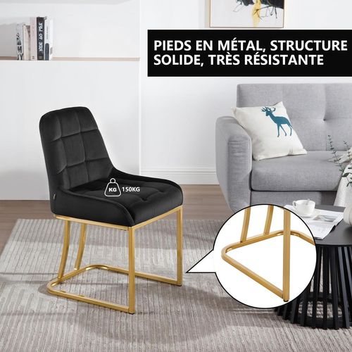 Lot De 4 Chaise Salle à Manger,Chaise Cuisine Rembourrée En Velours,Avec Dossier,Forme D'arc,Noir