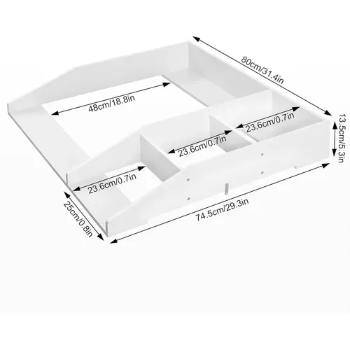 Plan à Langer Pour Commode, Table à Langer, Amovible, Avec Cloison, 80x74,5x13,5cm, Blanc