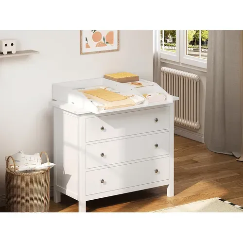 Plan à Langer Pour Commode, Table à Langer, Amovible, Avec Cloison, 80x74,5x13,5cm, Blanc