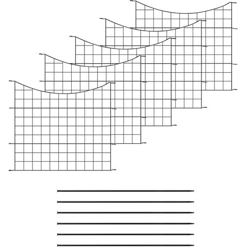 Clôture De Jardin,5 Panneaux Métalliques à Connecter Avec Piquet De Terre,en Grille,64x70cm,noir