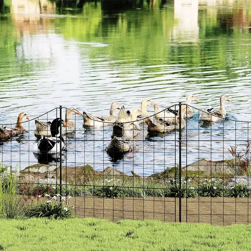 Clôture De Jardin,10 Panneaux Métalliques à Connecter Avec Piquet De Terre,en Grille,64x70cm,noir