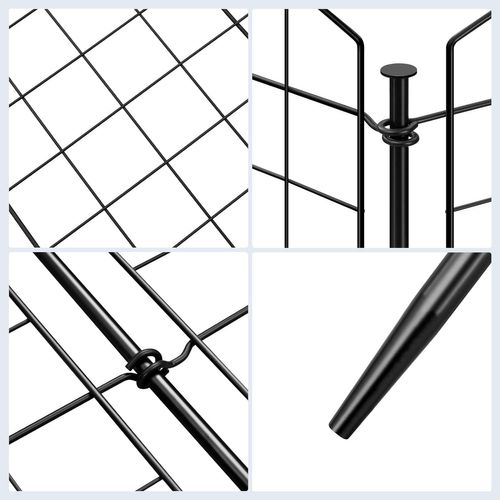 Clôture De Jardin,10 Panneaux Métalliques à Connecter Avec Piquet De Terre,en Grille,64x70cm,noir