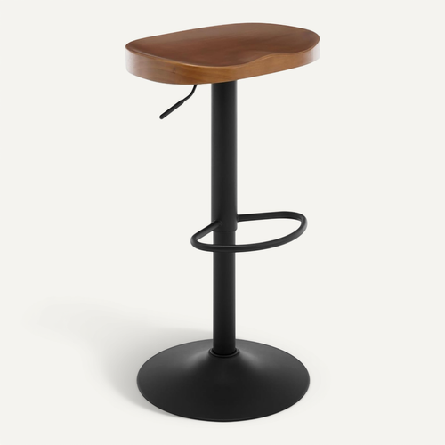 Tabouret Bar Haut, Chaise De Bar, Hauteur Réglable, Pivotant, Avec Repose-Pieds, En Bois, Marron