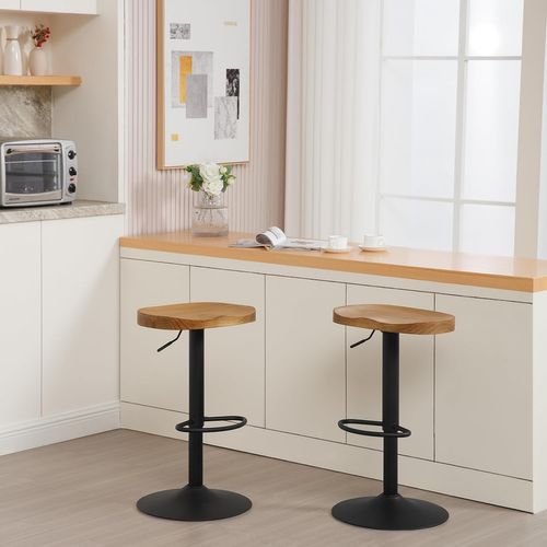 Tabouret Bar Haut, Chaise De Bar, Hauteur Réglable, Pivotant, En Bois, Chêne Foncé