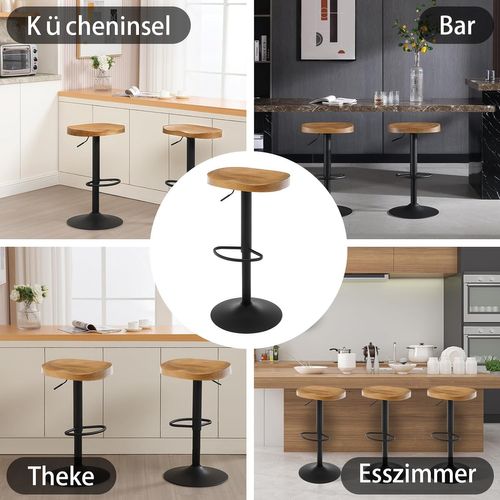 Tabouret Bar Haut, Chaise De Bar, Hauteur Réglable, Pivotant, En Bois, Chêne Foncé