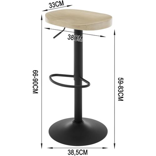 Tabouret Bar Haut,Chaise De Bar,Hauteur Réglable,Pivotant,avec Repose-pieds,En Bois,Chêne Clair