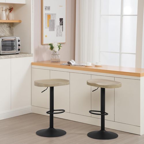 Tabouret Bar Haut,Chaise De Bar,Hauteur Réglable,Pivotant,avec Repose-pieds,En Bois,Chêne Clair